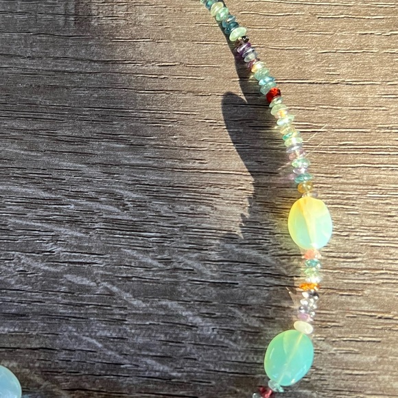 Handmade mixed gemstone evil eye necklace - Picture 10 of 10